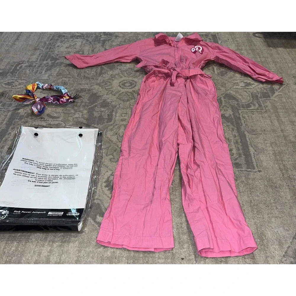 Barbie Movie Youth Costume Pink Power Jumpsuit No Glasses‎ Sz Medium 8-10